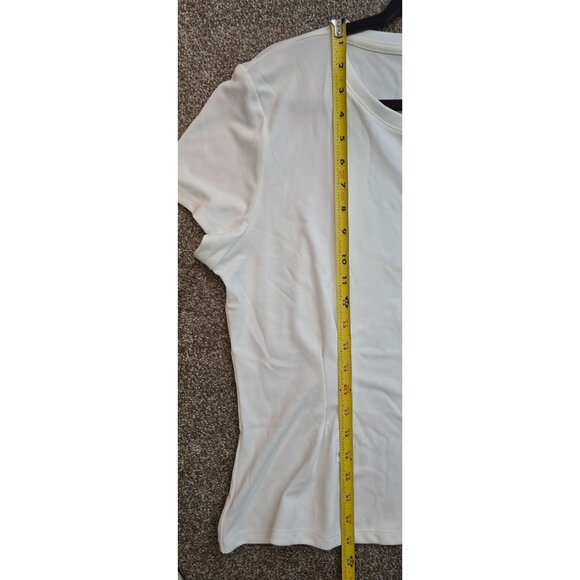 Karl Lagerfeld Paris Womens White Short Sleeve Top Size Large - Picture 6 of 7